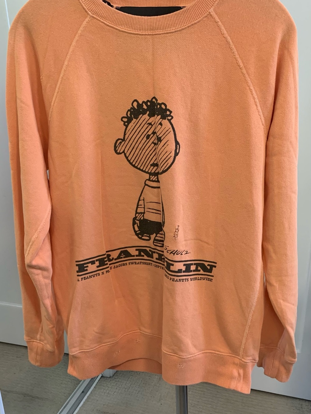 Marc Jacobs Peach Franklin Graphic Crew Sweatshirt Ltd Edition Distressed